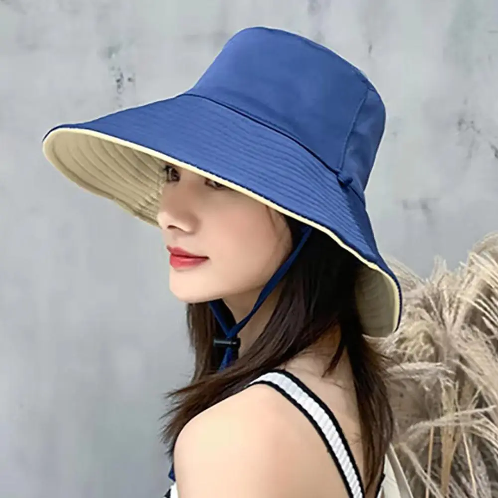 Fisherman Hat Women's Summer Face Cover, Sunscreen, Large Brim Sunshade Hat, Internet Celebrity Double-Sided And Versatile