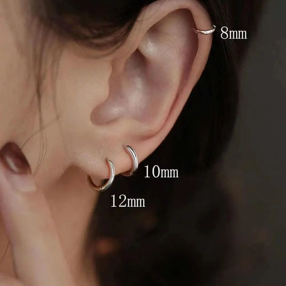 1Pair Single Minimal Gold Color Tiny Cartilage Hoop Earrings Steel Trendy Glossy Small Huggie Earring Piercing Jewelry