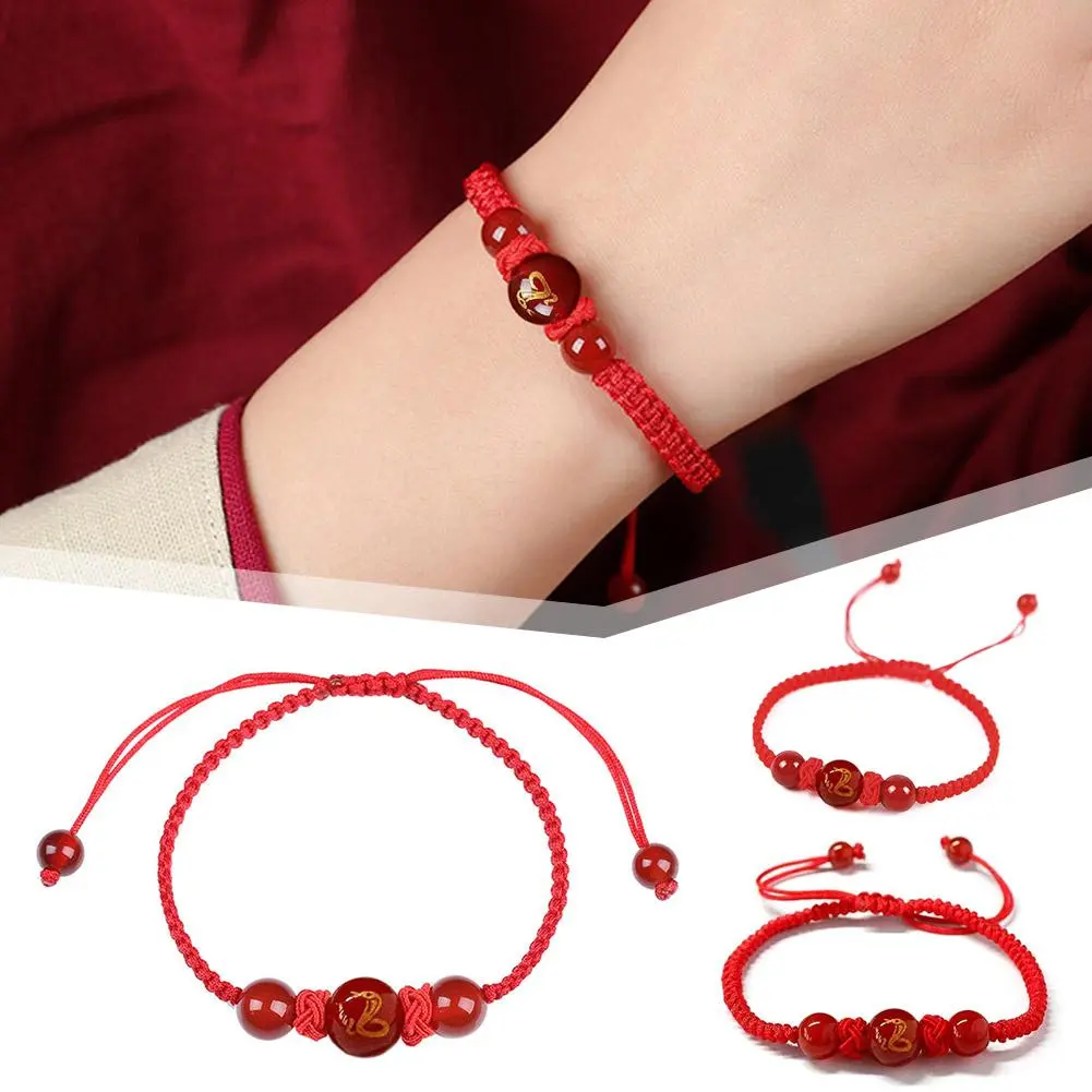 2024 Fashion Year Lucky Red Rope Bracelet For Women Female Chinese Style Braided Bracelet Near Year Jewelry Gifts