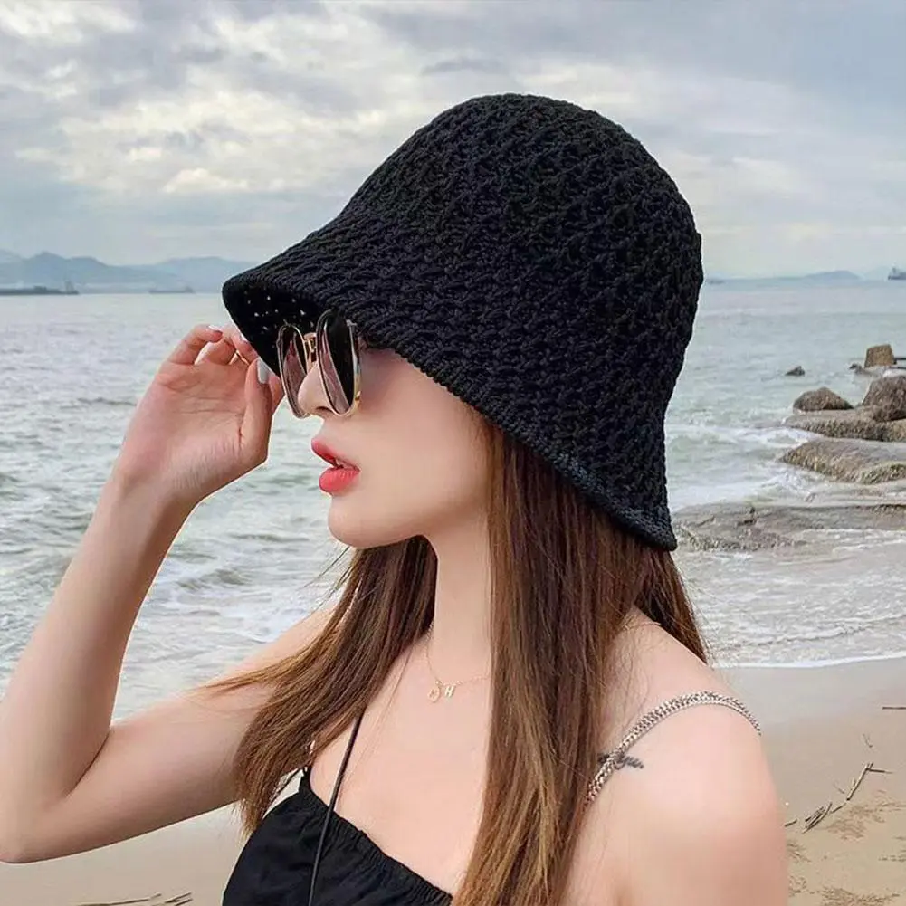 Beach Korean Straw Hat Summer Women Visor Bucket Hat Fisherman Hat Hand Weaving Panama Girl Fishing Chapeau Sun Hats For Women