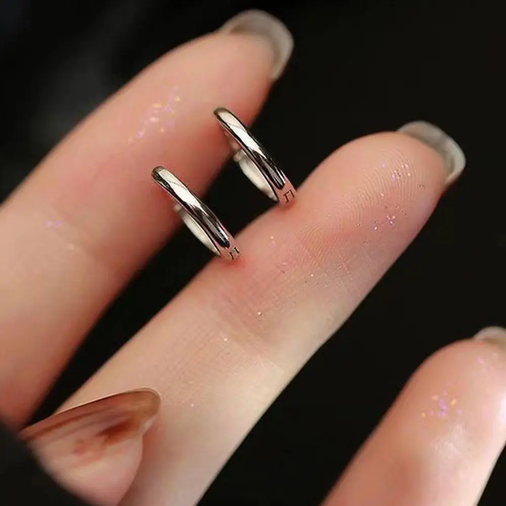 1Pair Single Minimal Gold Color Tiny Cartilage Hoop Earrings Steel Trendy Glossy Small Huggie Earring Piercing Jewelry