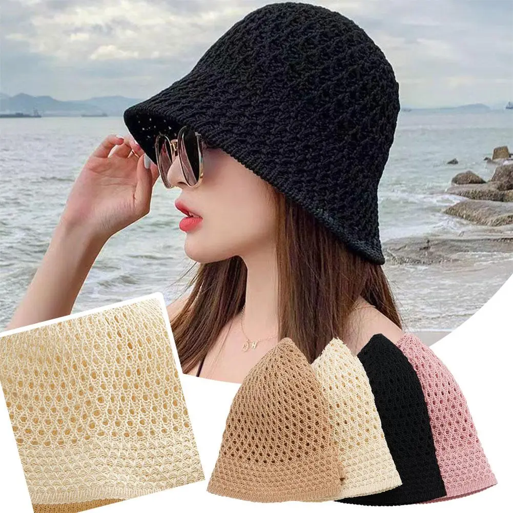 Beach Korean Straw Hat Summer Women Visor Bucket Hat Fisherman Hat Hand Weaving Panama Girl Fishing Chapeau Sun Hats For Women