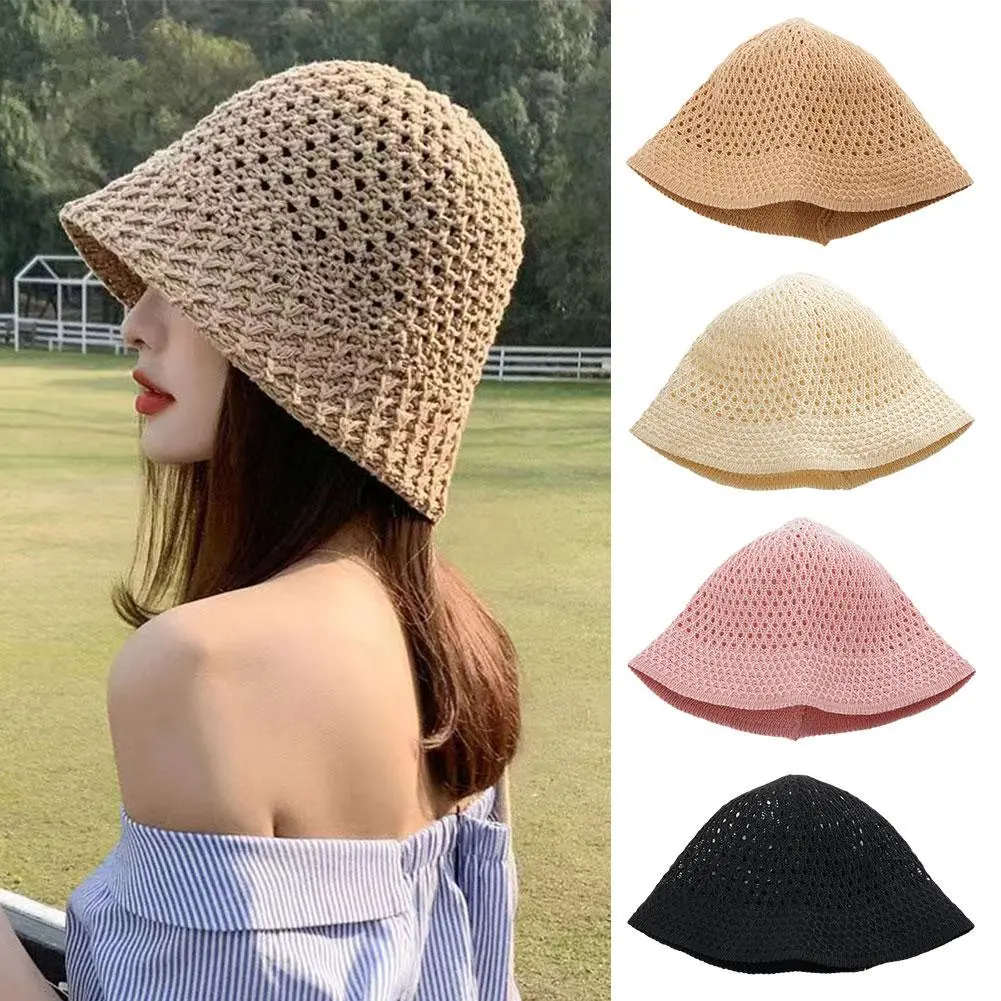 Beach Korean Straw Hat Summer Women Visor Bucket Hat Fisherman Hat Hand Weaving Panama Girl Fishing Chapeau Sun Hats For Women