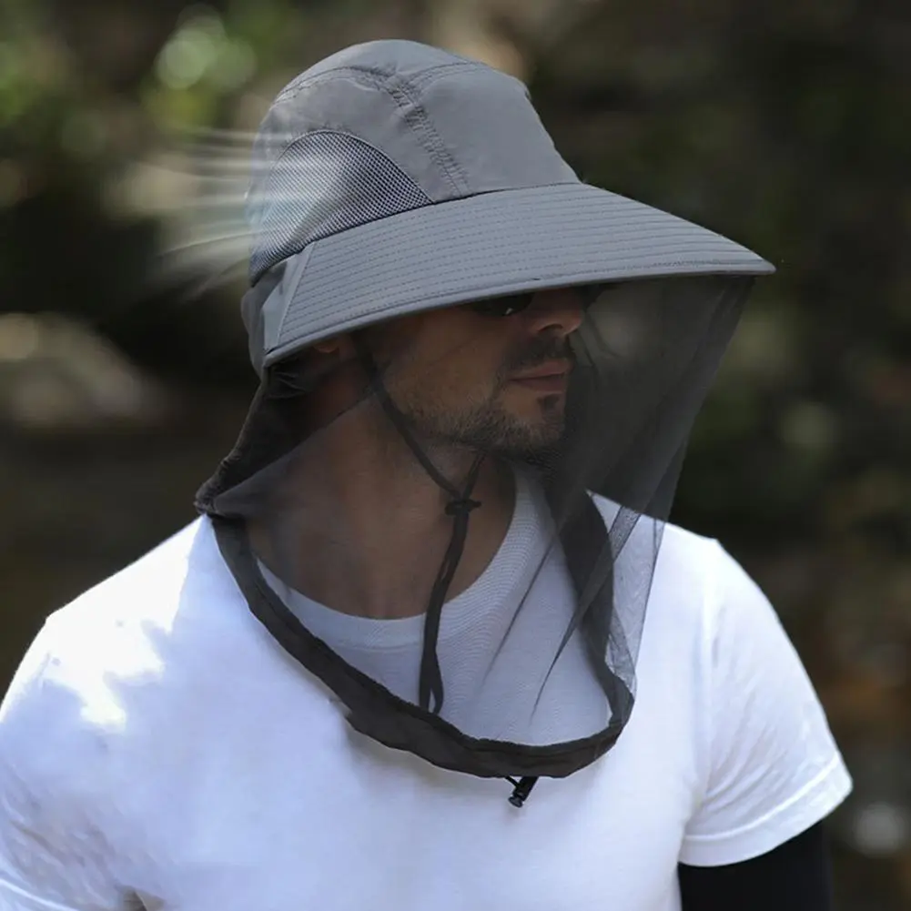 Summer Insect Proof Cap Mosquito Hat Unisex Face Neck Protection Bucket Hat Outdoor Fishing Jungle Farm Fishing Sun Hat