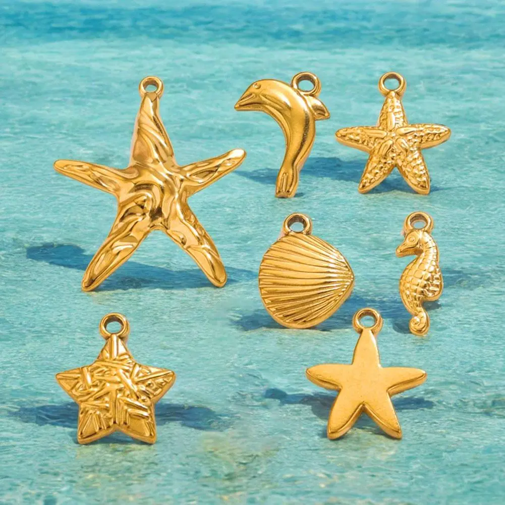 316 Stainless Steel Summer Ocean Series Shell Star Charm Jewelry Connector Earrings Making Supplies Diy Arts and Crafts Wholesa
