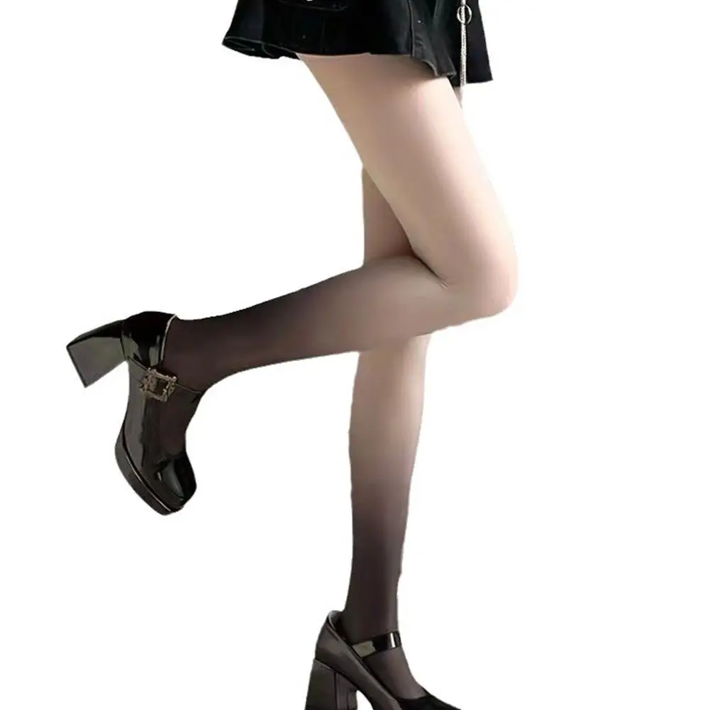 NEW Elegant Four Season Fashion Gradient Colored Stockings for Women High-end Black Silk Ultra-thin Long Stockings For Wome G9R3