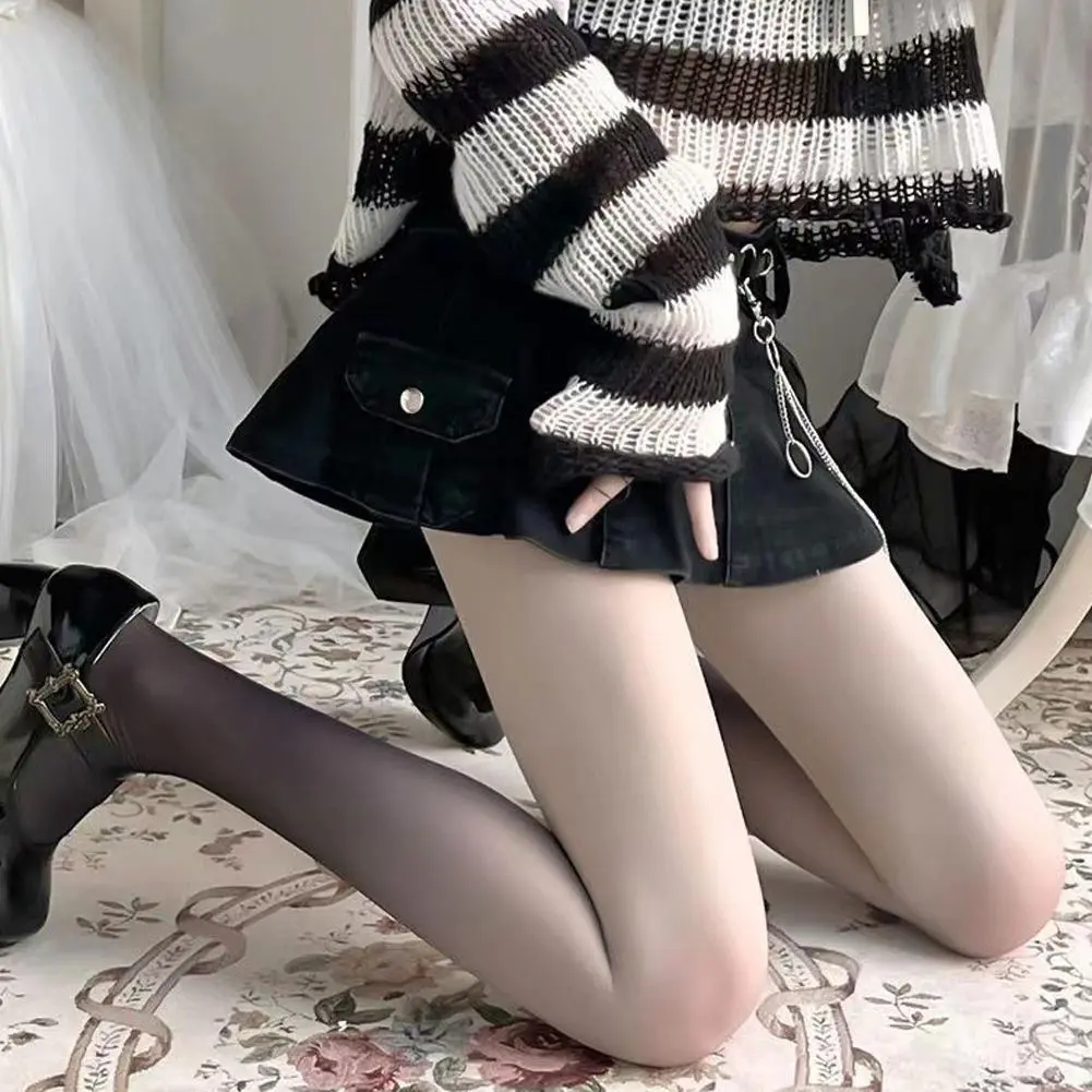 NEW Elegant Four Season Fashion Gradient Colored Stockings for Women High-end Black Silk Ultra-thin Long Stockings For Wome G9R3