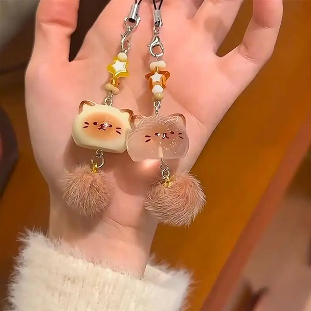 Plush Cat Kitten Keychain Cute Cartoon Phone Charm Cartoon Pendant Key Chain Hanging Strap Bag Students Keychain Chain Cat N8L0