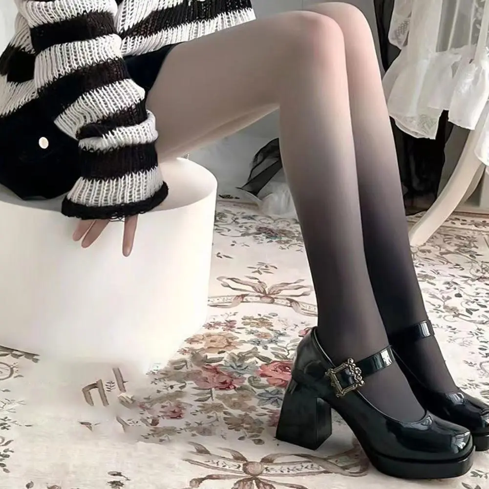 NEW Elegant Four Season Fashion Gradient Colored Stockings for Women High-end Black Silk Ultra-thin Long Stockings For Wome G9R3