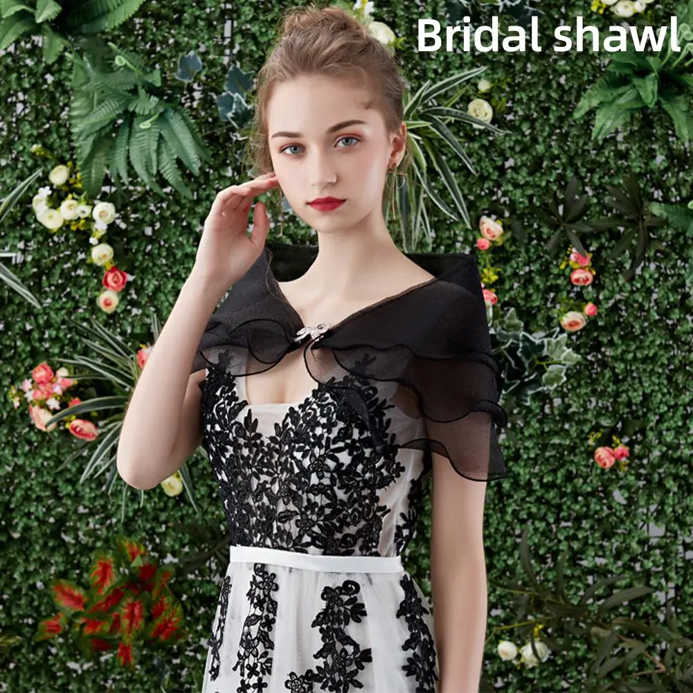 Bridal Lace Shawl Women Evening Party Shrug Chiffon Shawls Dress Cover Up Shoulder Cape Wedding Dress Accessories