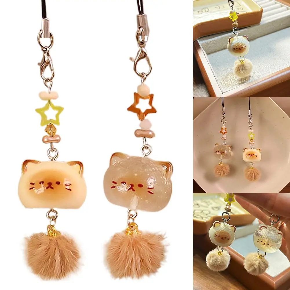 Plush Cat Kitten Keychain Cute Cartoon Phone Charm Cartoon Pendant Key Chain Hanging Strap Bag Students Keychain Chain Cat N8L0
