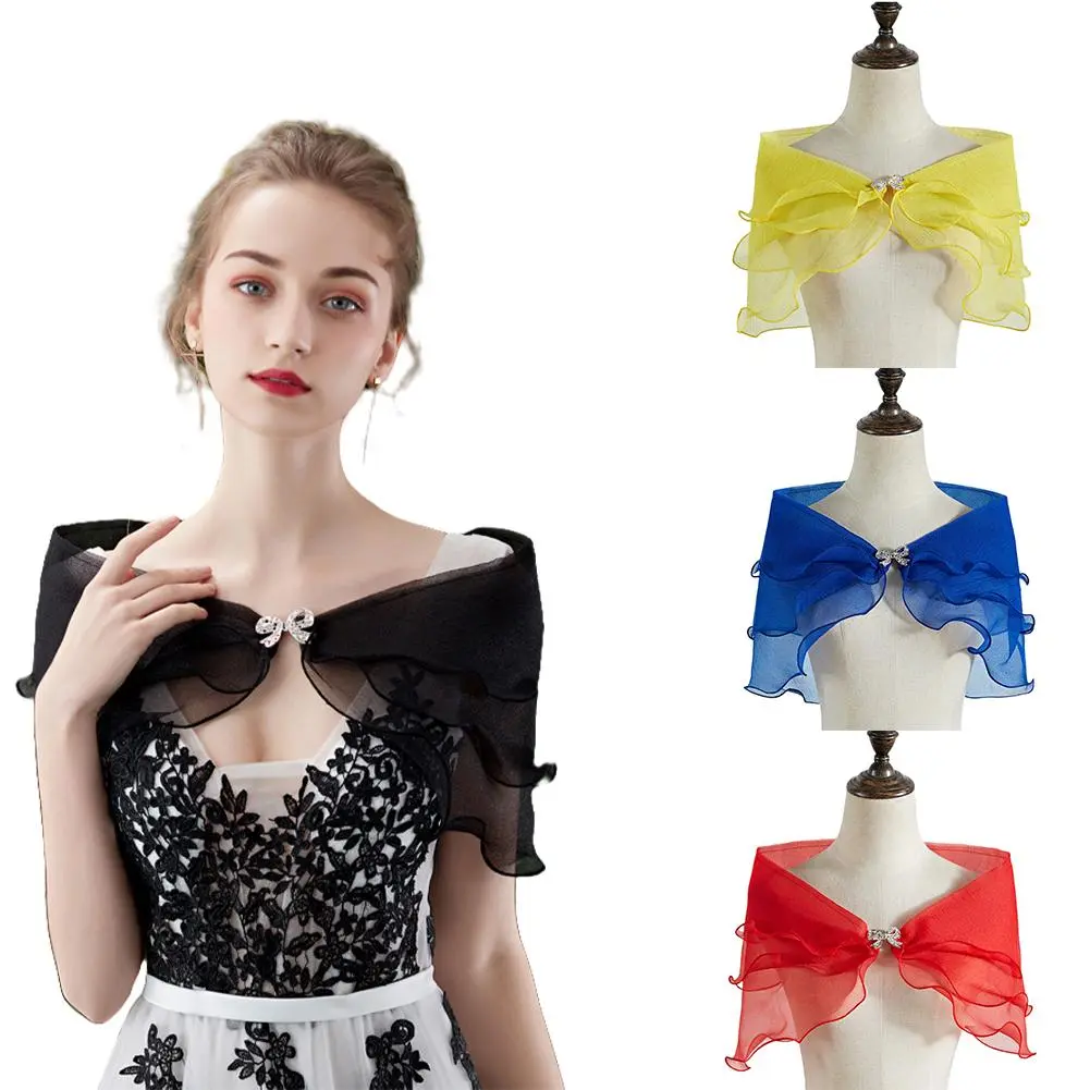 Bridal Lace Shawl Women Evening Party Shrug Chiffon Shawls Dress Cover Up Shoulder Cape Wedding Dress Accessories