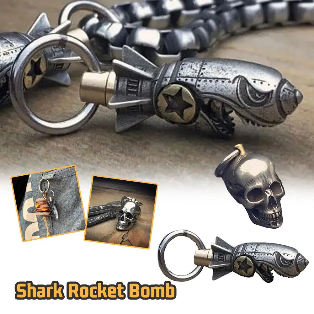 Fashion Keys Keychains Shark Rocket Bomb Keychain Gifts For Mens Husband Boyfriend Pendant
