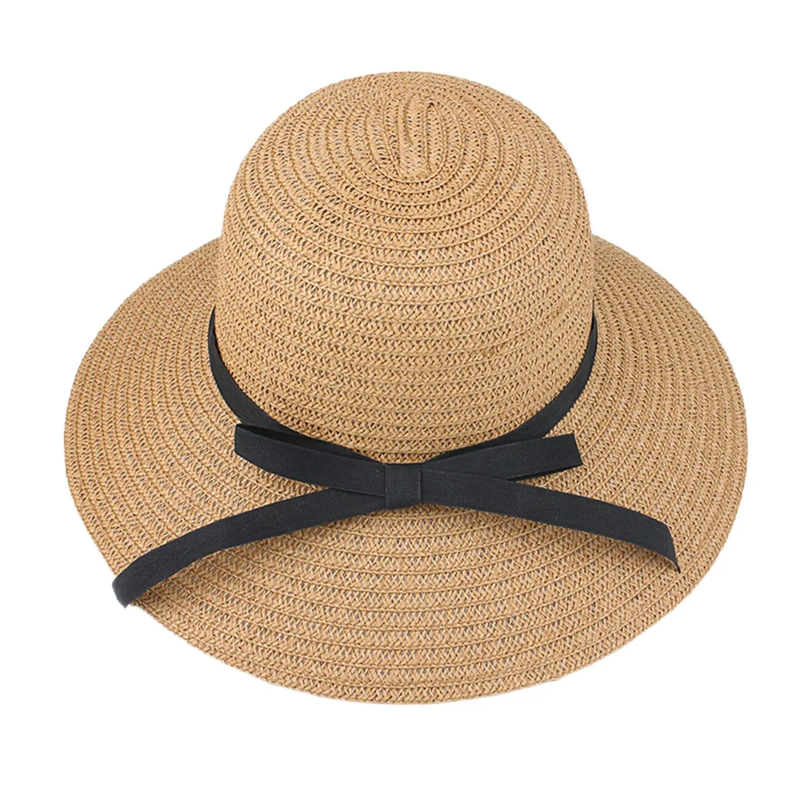 Summer Straw Hat Big Wide Brim Foldable Beach Sun Hat Straw Floppy Sun Block UV Protection Hat Ladies Outdoor Travel Straw Hat