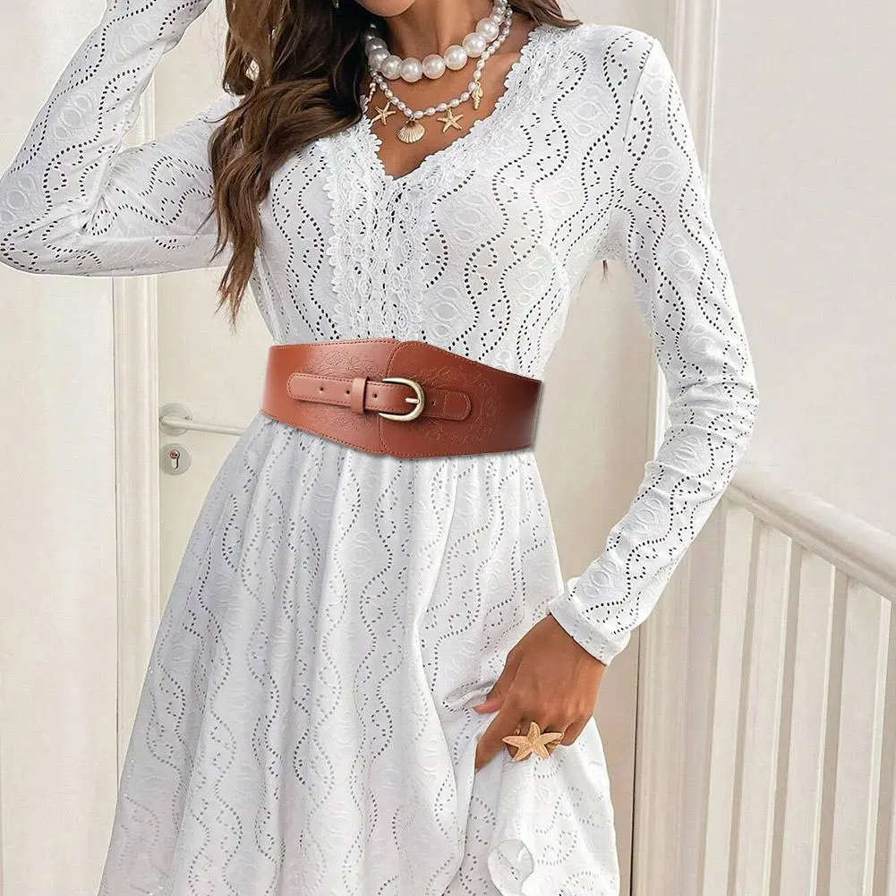 Women's Belt Camel Pattern PU Retro Waist Seal  Skinny Body Adjustable Belts Elastic Waist Belt Corset Cinch Belt Vintage Style