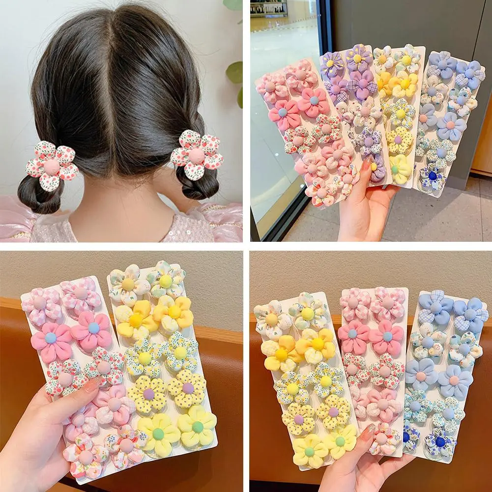 Sweet Flower Shaped Hair Ties Elastic Hairbands Baby Baby ﻿ Hair Girls Ponytail Rubber Holders Accessories Colorful Band B5T9