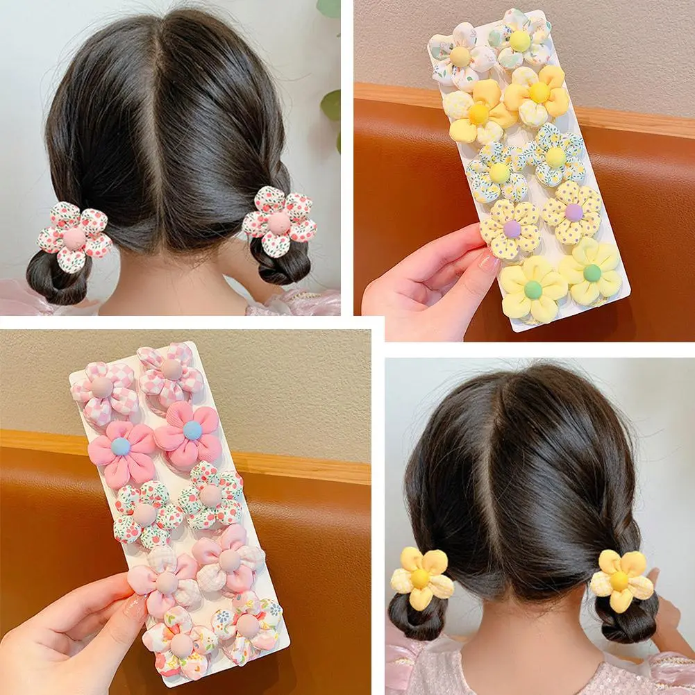 Sweet Flower Shaped Hair Ties Elastic Hairbands Baby Baby ﻿ Hair Girls Ponytail Rubber Holders Accessories Colorful Band B5T9