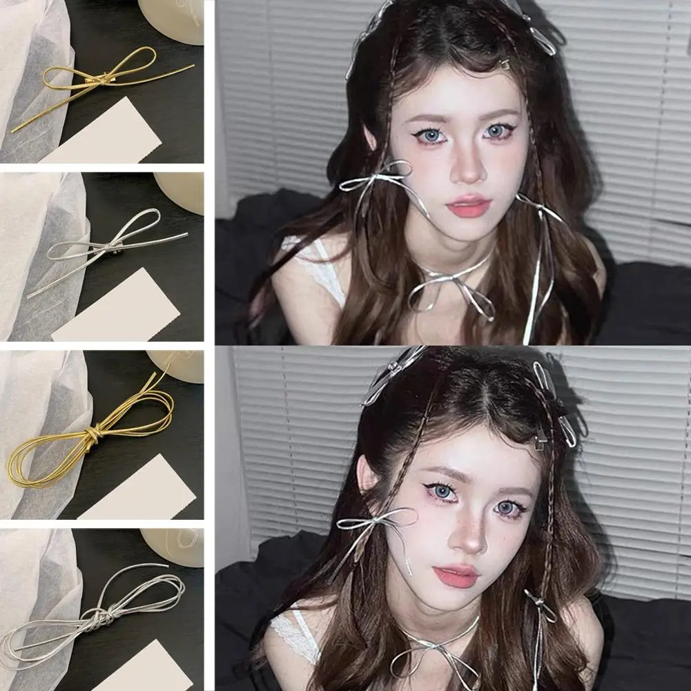Simple Bowknot Hairpin Hair Accessories Back Clip Leather Girl Tied Clip Accessories Ballet Hair Clip Hair Bow Hair Ribbon C9B1