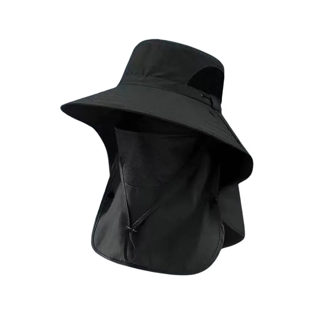 Sunshade Hat Big Eave Hat Mask Fishing Hat Outdoor Protection Hiking Caps Sun Climbing Sun Caps Work Detachable Hat Sports Y9E5
