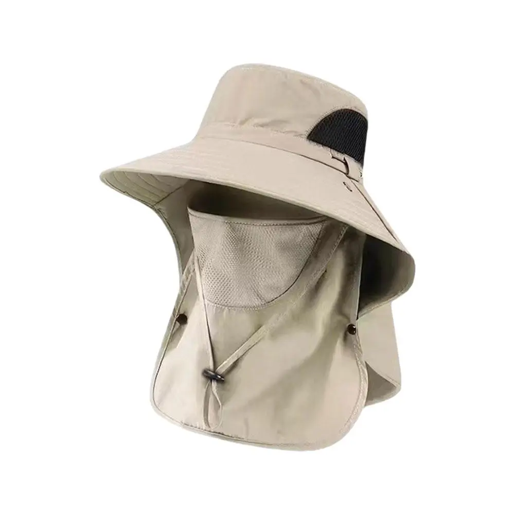 Sunshade Hat Big Eave Hat Mask Fishing Hat Outdoor Protection Hiking Caps Sun Climbing Sun Caps Work Detachable Hat Sports Y9E5