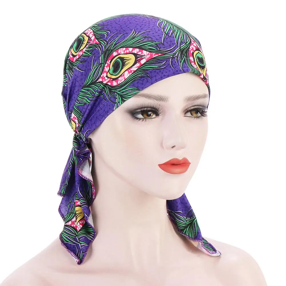 2025 NEW Fashion Women Flower Muslim Ruffle Cancer Chemo Hat Beanie Scarf Turban Head Wrap Cap Printed Headwear Lady Hats New