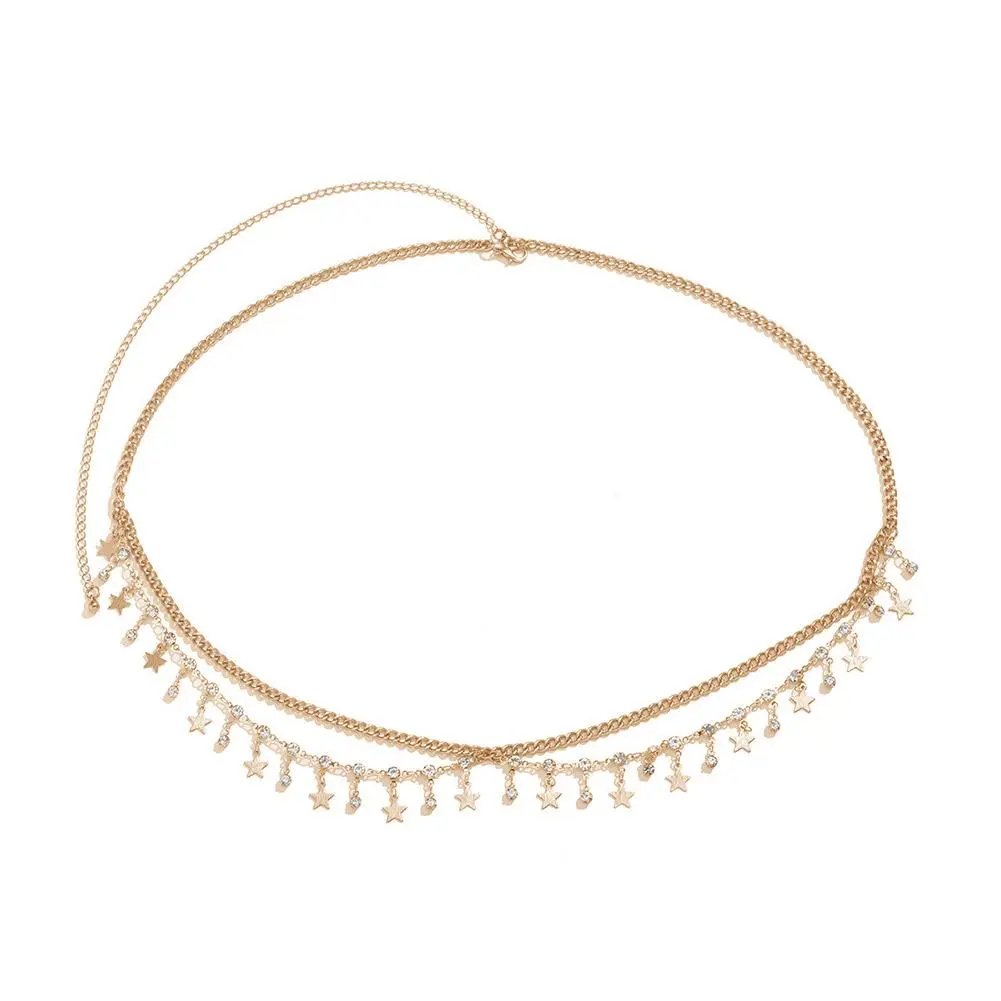 Waist Chain Sexy Rhinestone Star Tassel Pendant Waist Belly Belt Chain For Women Summer Bikini Rave Body Jewelry Y2K Access L8T9