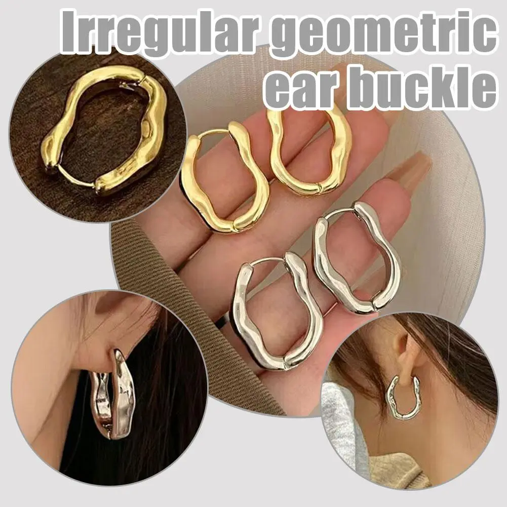 High-end New Design Trendy Retro Geometric Hoop Earrings For Women Irregular Light Luxury Simple Circle Earings Fashion Jew O2M4