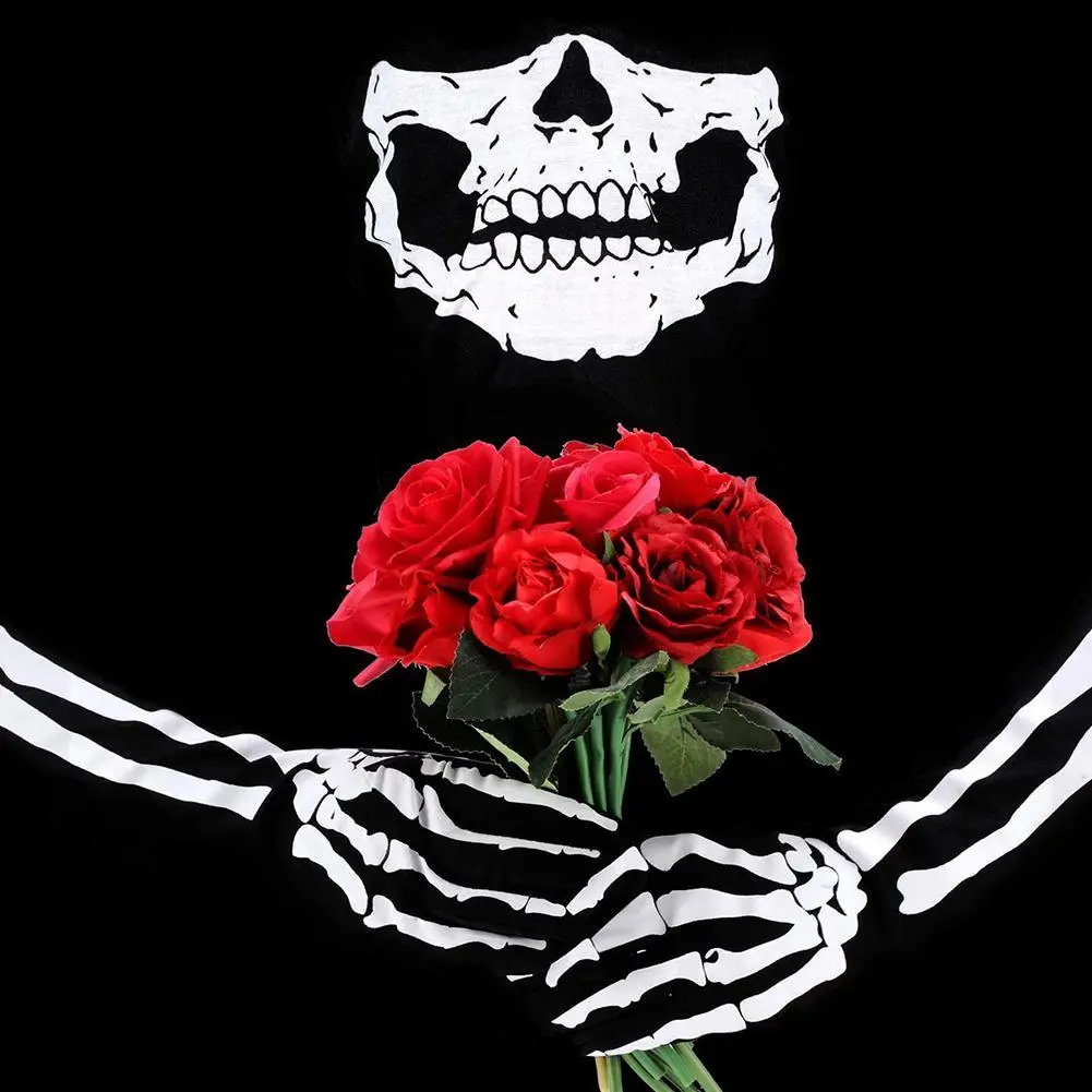 Halloween Skeleton Gloves Costume Spooky Grim Reaper Mask Cosplay Horror Party Scythe Costume Adult Child