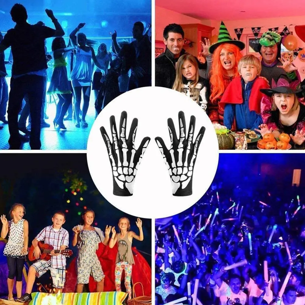 Halloween Skeleton Gloves Costume Spooky Grim Reaper Mask Cosplay Horror Party Scythe Costume Adult Child