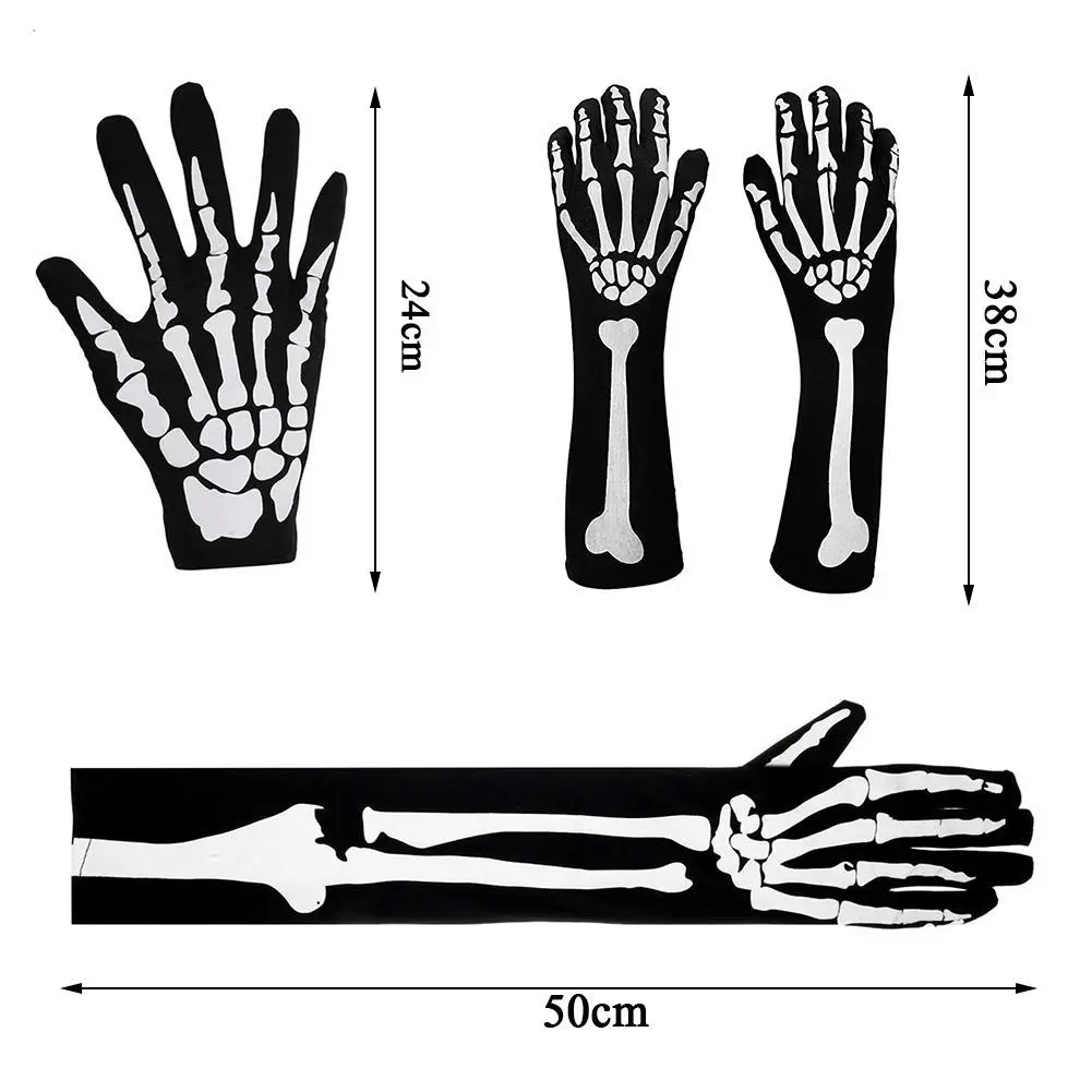 Halloween Skeleton Gloves Costume Spooky Grim Reaper Mask Cosplay Horror Party Scythe Costume Adult Child