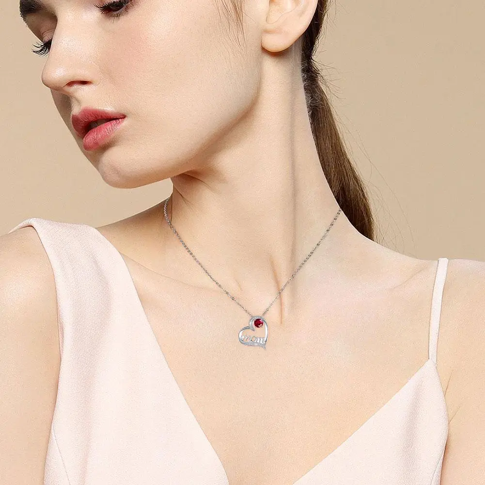Heart Mom Necklace Luxury Crystals Clavicle Chain Aesthetic Suitable For Mother Day Gift Romantic 2025 New Fashion Jewelry