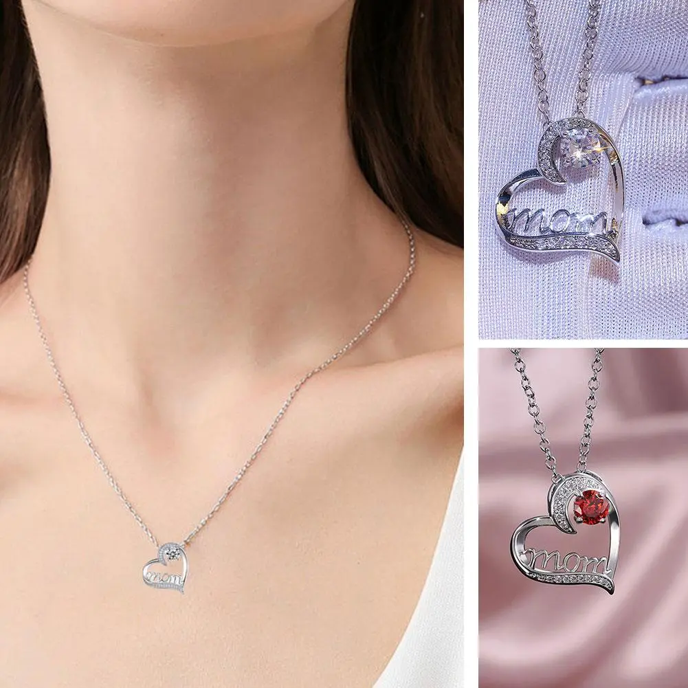 Heart Mom Necklace Luxury Crystals Clavicle Chain Aesthetic Suitable For Mother Day Gift Romantic 2025 New Fashion Jewelry