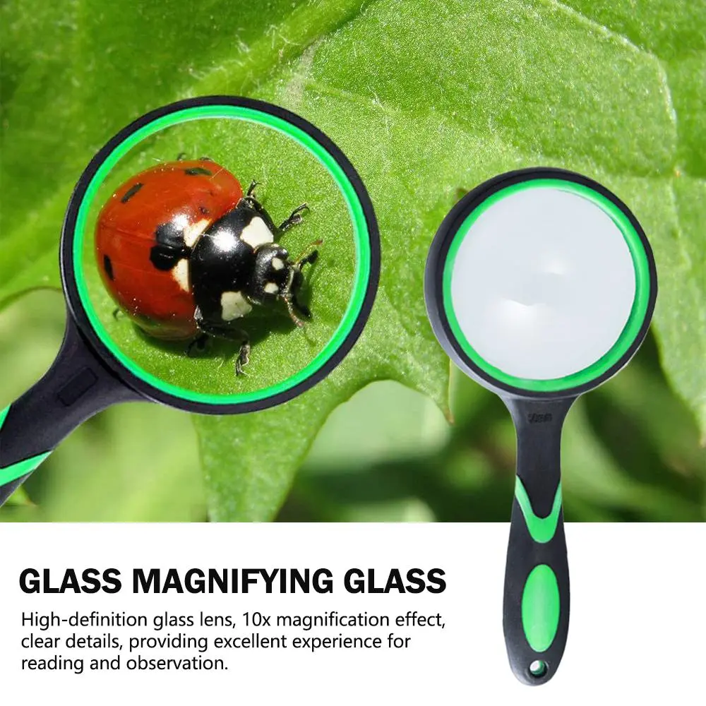 10X Magnifying Glass For Kids Seniors Handheld Reading Magnifier 50mm Magnifying Lens For Reading Science Nature Exploration