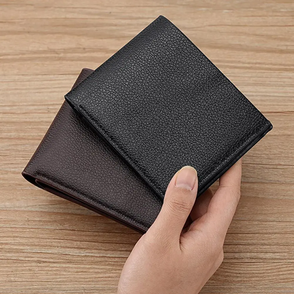 Simple Design Purse Stylish Men's Faux Leather Wallets with Multiple Pockets for Business Travel Daily Use Solid Color for Male