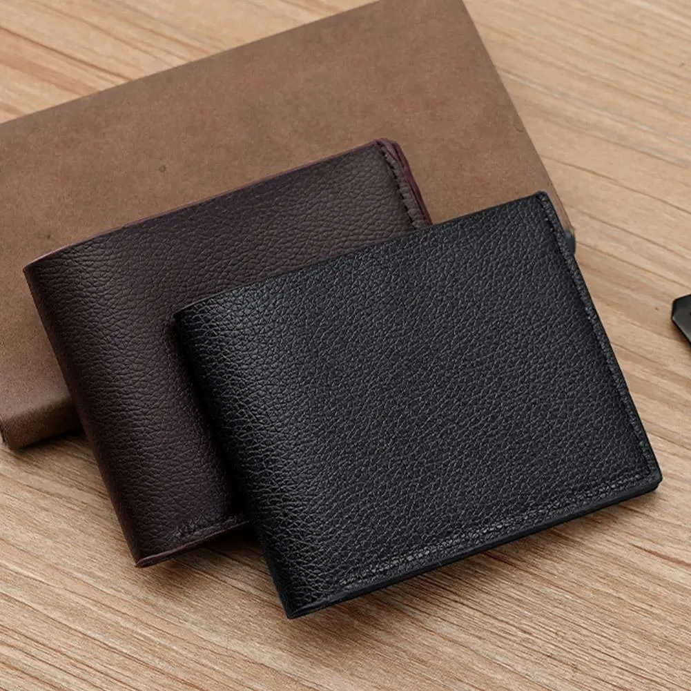 Simple Design Purse Stylish Men's Faux Leather Wallets with Multiple Pockets for Business Travel Daily Use Solid Color for Male