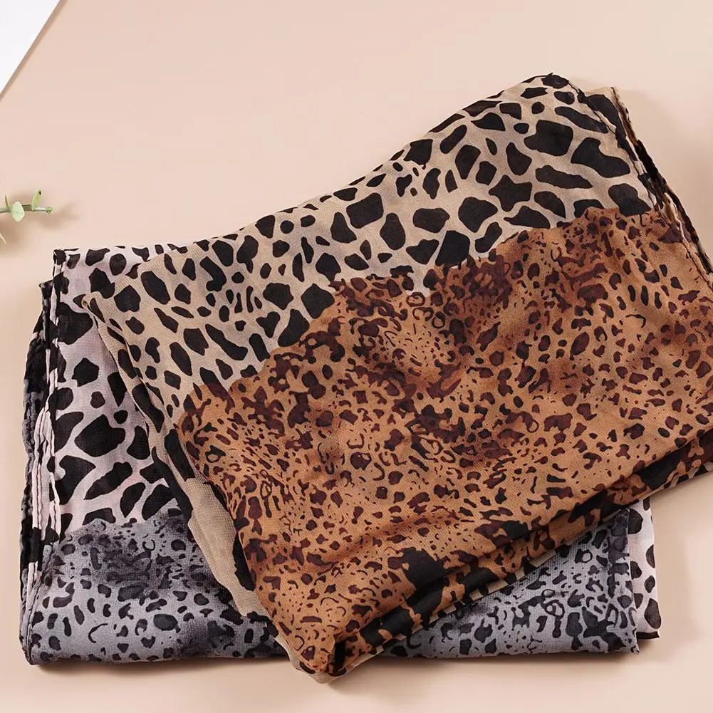 Women Leopard Print Chiffon Scarf Scarves Fashion Women Soft Long Shawls Printed Multifunction Winter Ladies Style Silk Scarf