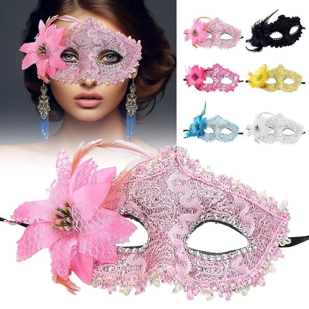 Flower Lace Halloween Mask For Masquerade Ball Half-face Eye Mask For Women Party Performance Props Fashion Mardi Gras Mask R9V6