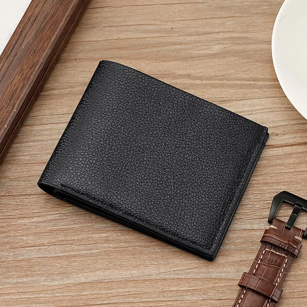 Simple Design Purse Stylish Men's Faux Leather Wallets with Multiple Pockets for Business Travel Daily Use Solid Color for Male