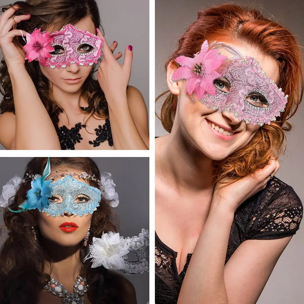 Flower Lace Halloween Mask For Masquerade Ball Half-face Eye Mask For Women Party Performance Props Fashion Mardi Gras Mask R9V6
