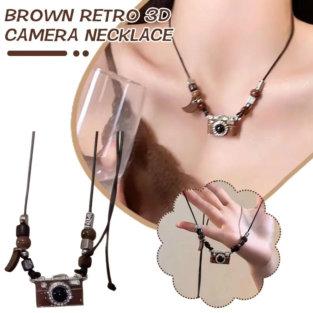 NEW Cute 3D Camera Charm Pendant Necklace Clavicle Chain Creative Camera Pendant Popular Jewelry Gift For Women Girl Teenag T8Y0