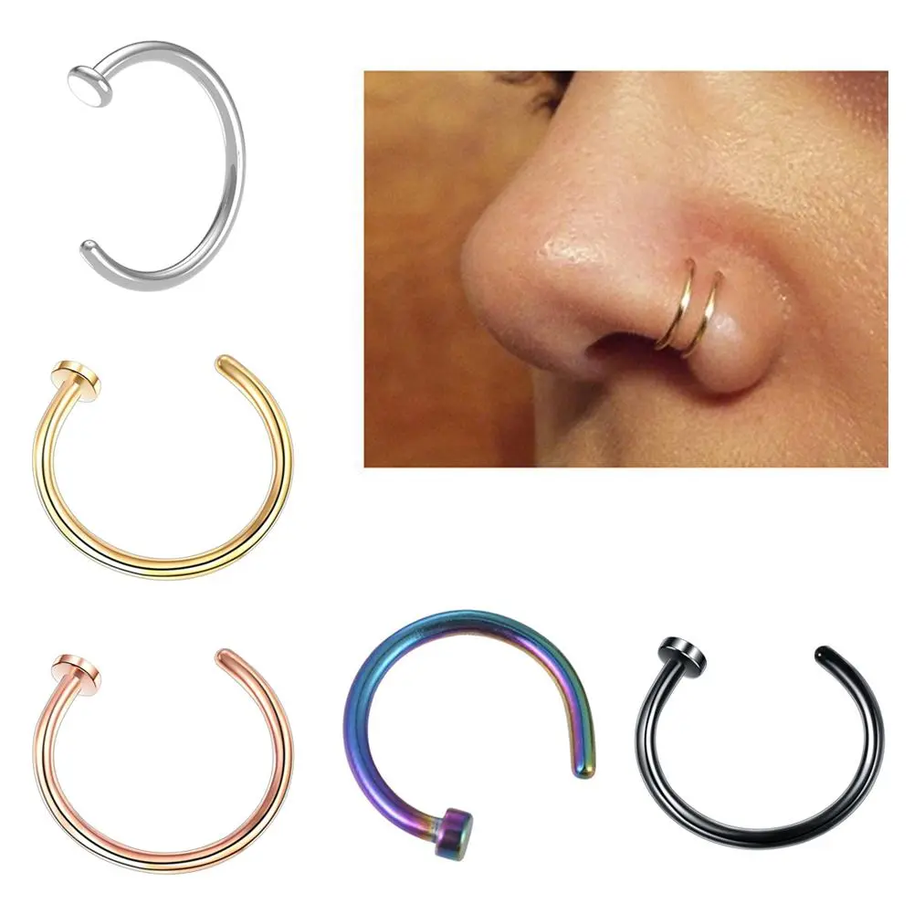 1Pc Steel Plated Fake Nose Non Perforated Lip Lip Clip Design Fashion Nail Lip Lip Material W6S0