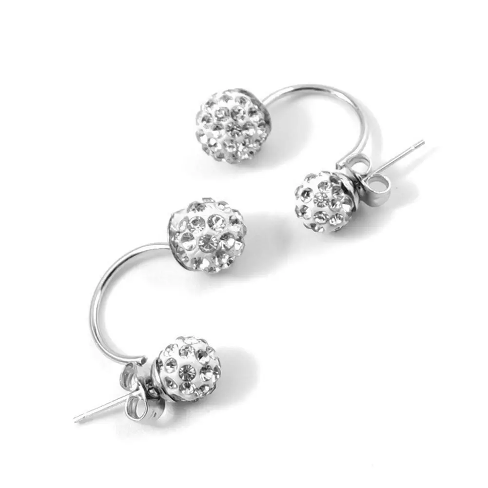 Shambhala Double Ball Design Stud Earrings Women's Crystal Jewelry Earrings Double Style Accessories Jewelry Ball Korean T4J3