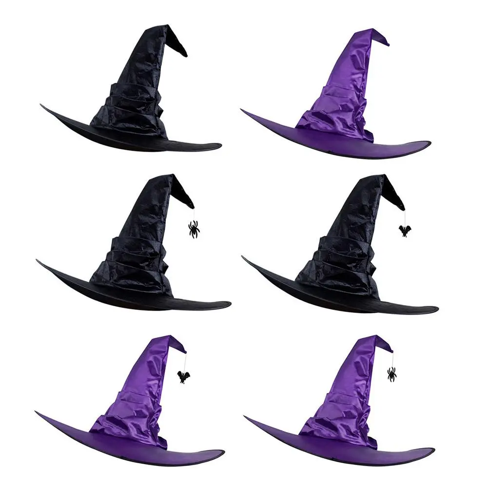 Halloween Witch Hats Black Folds Wizard Hat Masquerade Party for Kids Adult Women Men Cosplay Props Halloween Costume Accessory