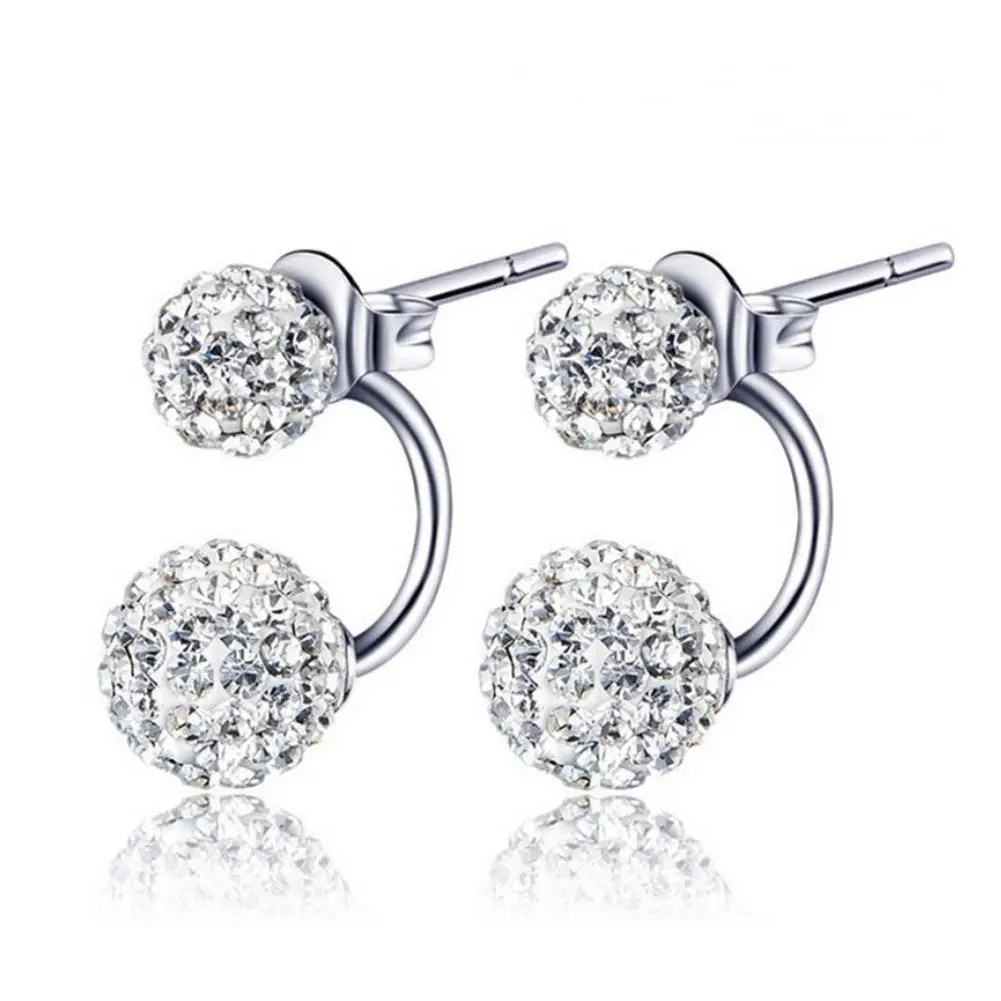 Shambhala Double Ball Design Stud Earrings Women's Crystal Jewelry Earrings Double Style Accessories Jewelry Ball Korean T4J3