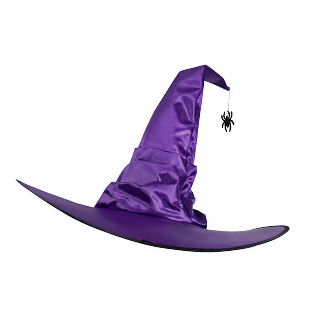 Halloween Witch Hats Black Folds Wizard Hat Masquerade Party for Kids Adult Women Men Cosplay Props Halloween Costume Accessory