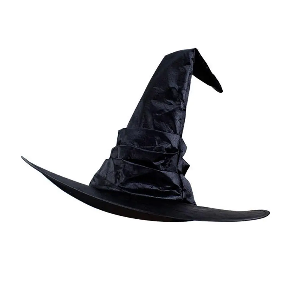 Halloween Witch Hats Black Folds Wizard Hat Masquerade Party for Kids Adult Women Men Cosplay Props Halloween Costume Accessory