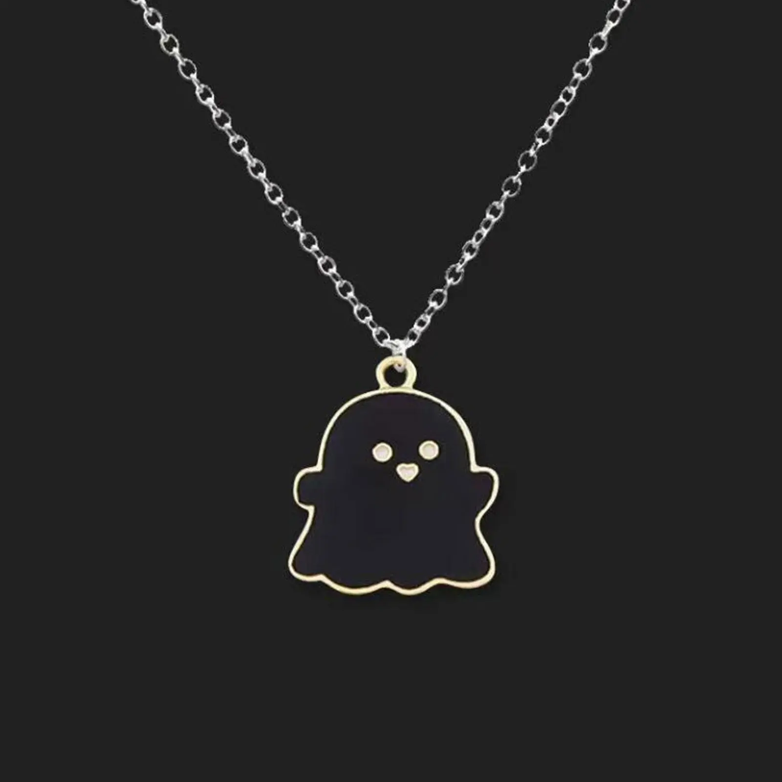Cute Ghost Couple Pendant Necklaces For Best Friend Couple Necklace Lovely Women Necklaces Fashion Jewelry Cartoon Design E1B4