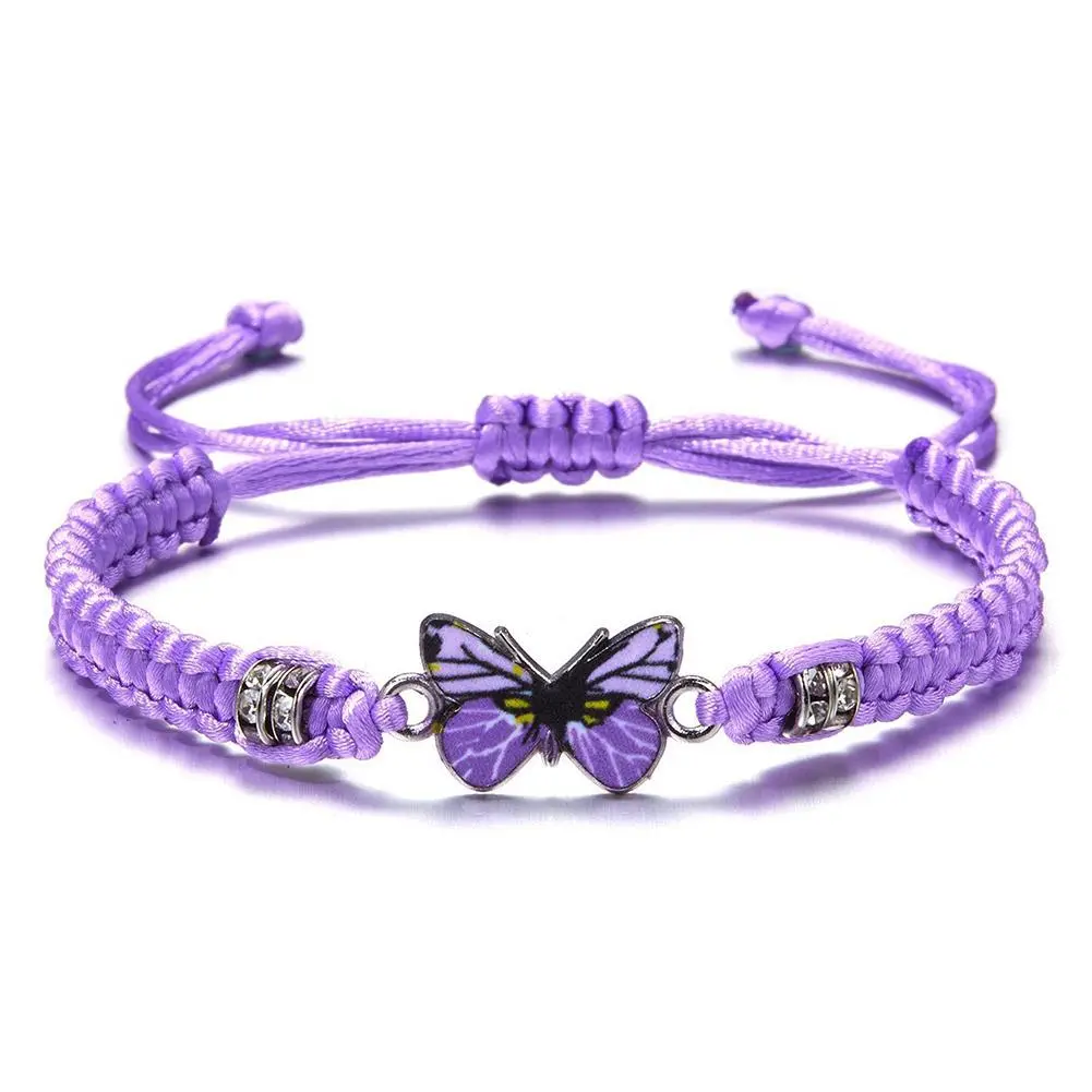 Lucky Black Red String Rope Braided Bracelet Adjustable Hand Woven Butterfly Charm Bracelets Friendship Gift For Women Girls