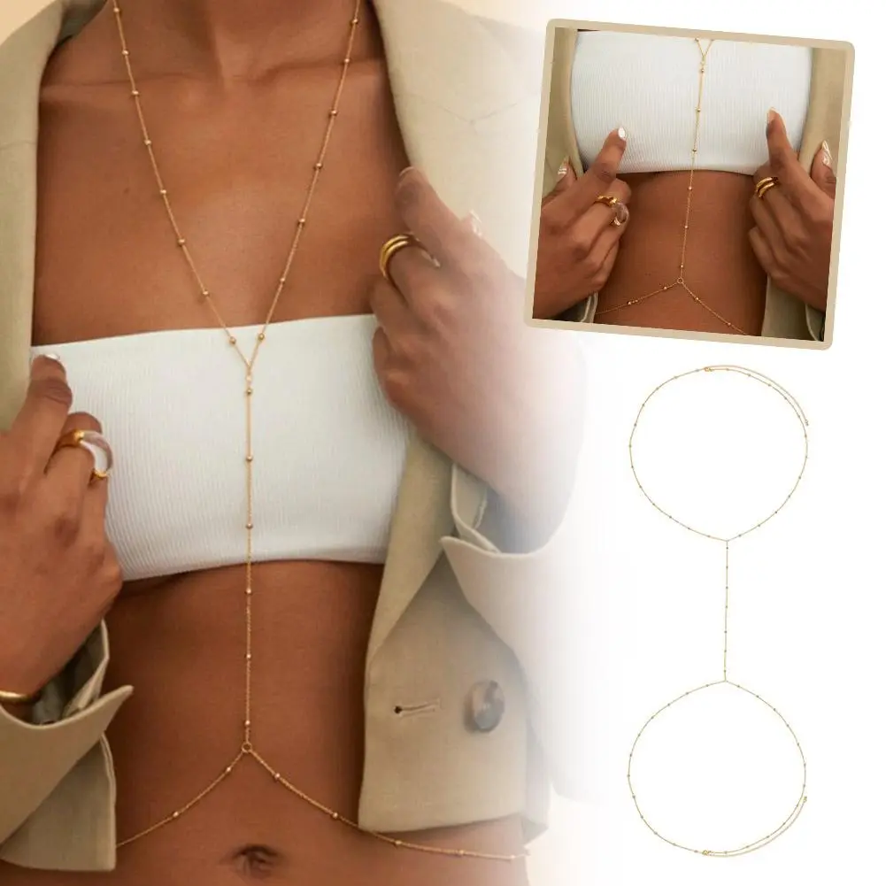 Women's Body Chain Cross Chest Breast Belly Body Chain Necklace For Women Girls Wedding Sexy Boho Body Jewelry Prom Party Y2C2