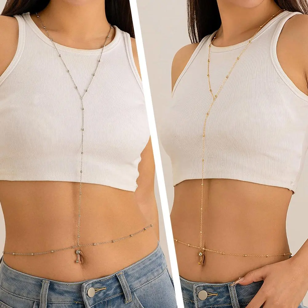 Women's Body Chain Cross Chest Breast Belly Body Chain Necklace For Women Girls Wedding Sexy Boho Body Jewelry Prom Party Y2C2